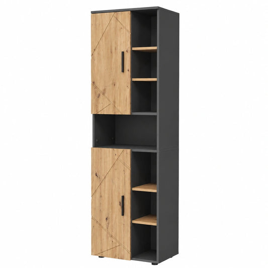Armoire, en chêne, coloris anthracite et doré, 50 x 172 cm, pour la chambre