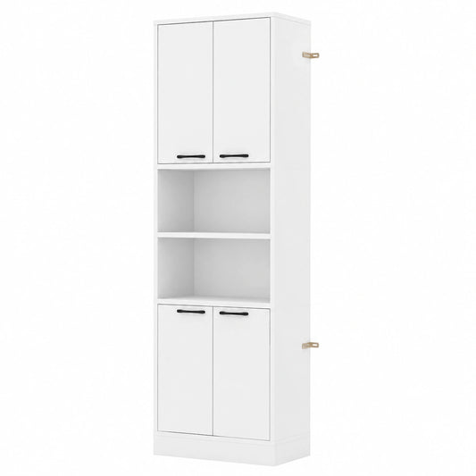 Armoire, avec étagères, avec portes, coloris blanc, 30 x 56 x 190 cm, pour la chambre