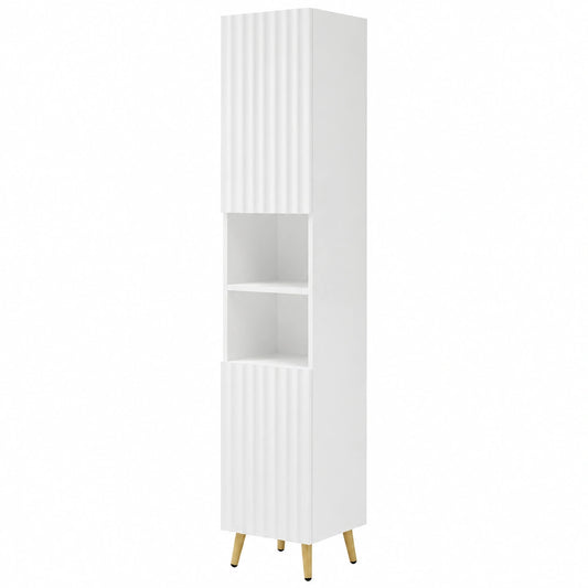 Armoire, en métal, réglable, avec rangement, avec étagères, coloris blanc et doré, 30 x 28 x 180 cm, pour la chambre