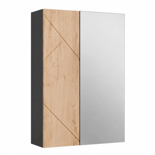 Armoire, en chêne, coloris anthracite et doré, 60 x 75 cm, pour la chambre