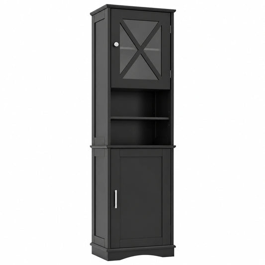 Armoire, réglable, avec rangement, avec étagères, coloris noir, 30 x 40 x 170,5 cm, pour la chambre