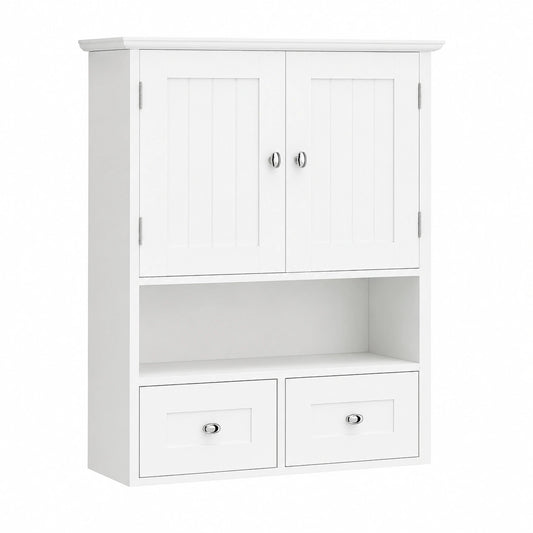 Armoire, avec tiroirs, avec étagères, avec portes, coloris blanc, pour la chambre