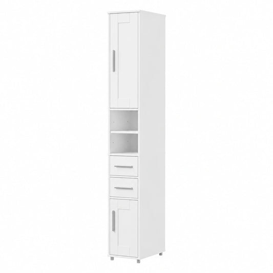 Meuble d’appoint, réglable, avec tiroirs, avec étagères, coloris blanc, pour le salon ou la chambre