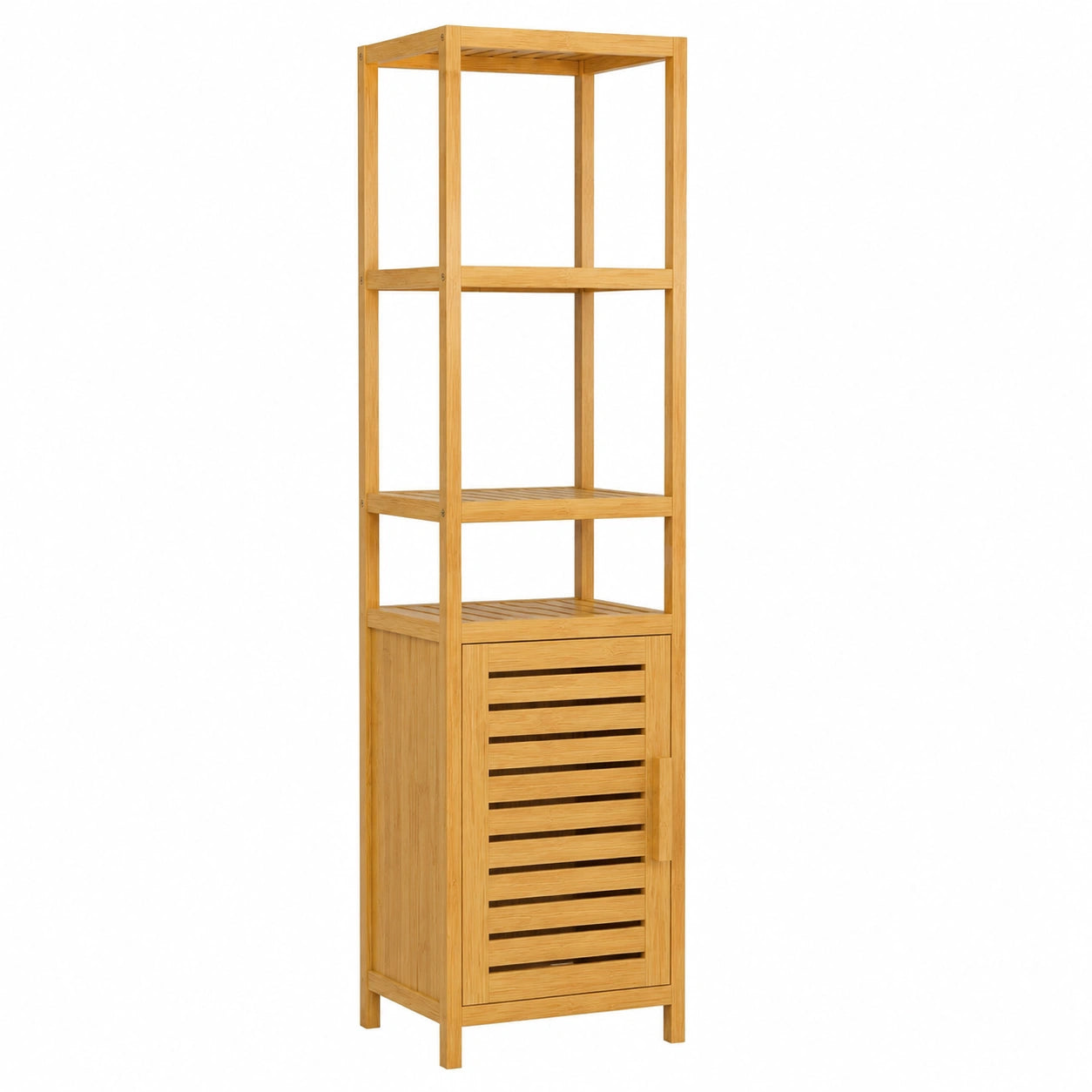 Armoire, en bambou, avec rangement, avec étagères, avec portes, 34 x 33 x 170 cm, pour la chambre